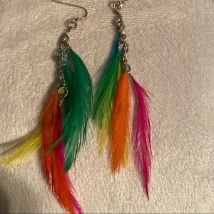 Multicolored feather earrings